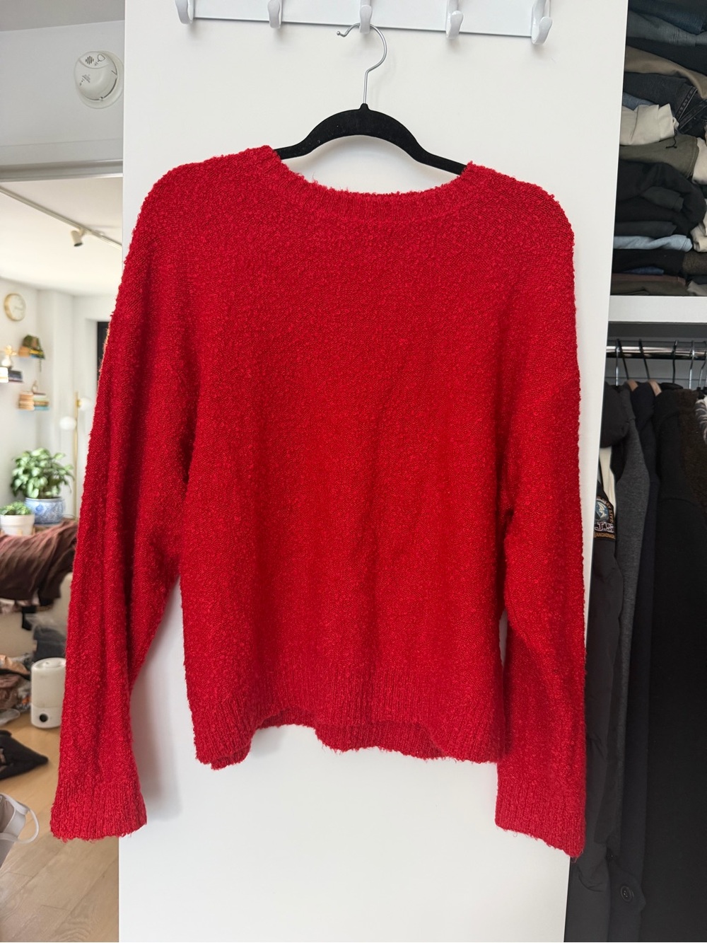 Cozy Red Women's Crewneck collision Sweater